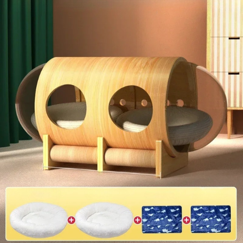 Transparent Solid Wood Space Capsule Bed