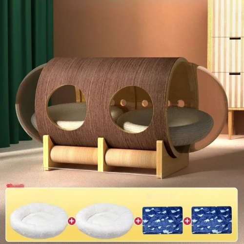 Transparent Solid Wood Space Capsule Bed